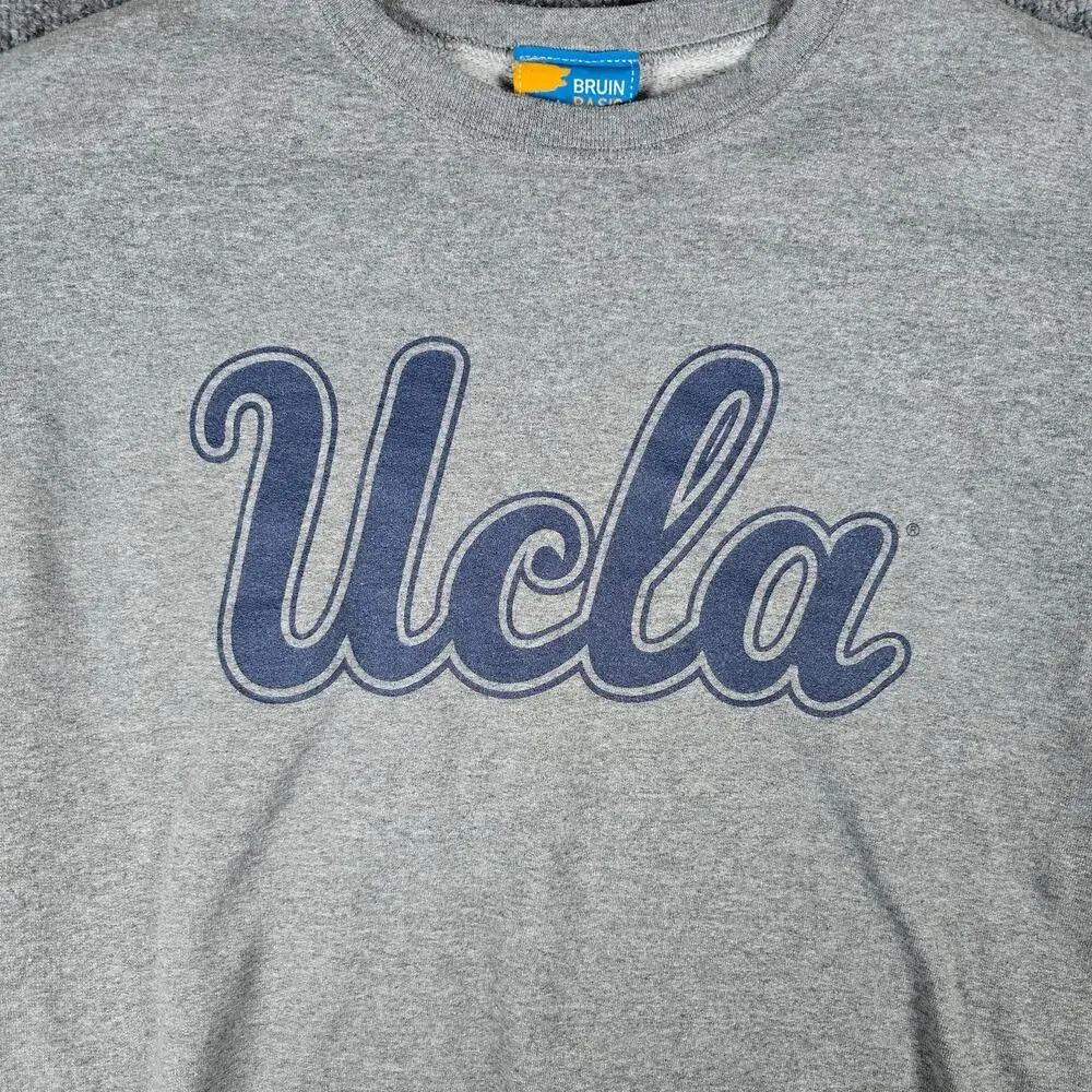 UCLA Bruin Basic Threads Men's Crew Neck Sweater - Script Print - Gray - Large - Picture 6 of 16